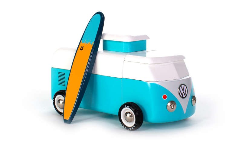 Candylab Toys VW Bus aus Holz: Beach Bus in Ocean Blau | Holzspielzeug Campervan