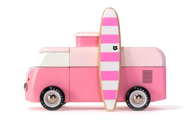 Candylab Toys VW Beach Bus in Pink | Holzspielzeug Volkswagen Campervan 