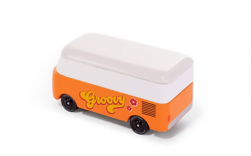 Candylab Toys Candycar VW Bus T1 in Groovy Orange Holz Spielzeugauto