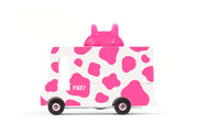 Candylab Toys Strawberry Moo Milkvan | Candycar® Holzauto im lustigen Kuh Look mit Eutern auf dem Dach