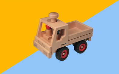 Fagus Unimogt aus Holz | Holzspielzeug Laster mit Lenkung