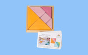 Grimms Tangram Legespiel aus Holz in Rosa-Orange | Das Geduldspiel aus dem alten China neu interpretiert als formschönes Holzpuzzle (inkl. Vorlagenheft)