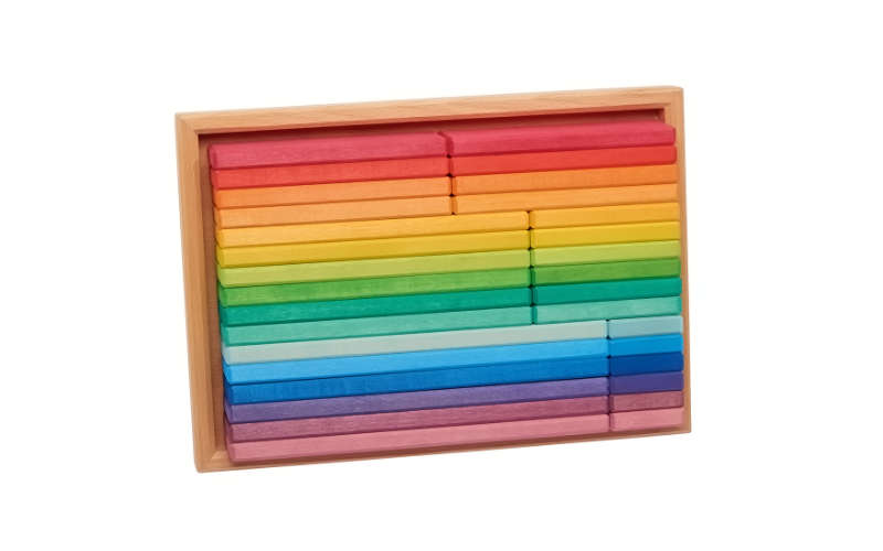 Nic Regenbogen Bauklötze 32 Teile Kasten | Holzspielzeug Baukasten von Nic/Glückskäfer