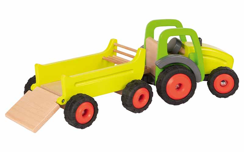goki Greifspielzeug Schiebefahrzeug Traktor, Spiel- und Bewegungsanreiz.,  Wird das Tier geschoben watschelt es lustig voran und animiert so zum  Laufen.