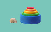 Grimms Holzschälchen Set (blau) stapelbar | Montessori Spielzeug aus Holz