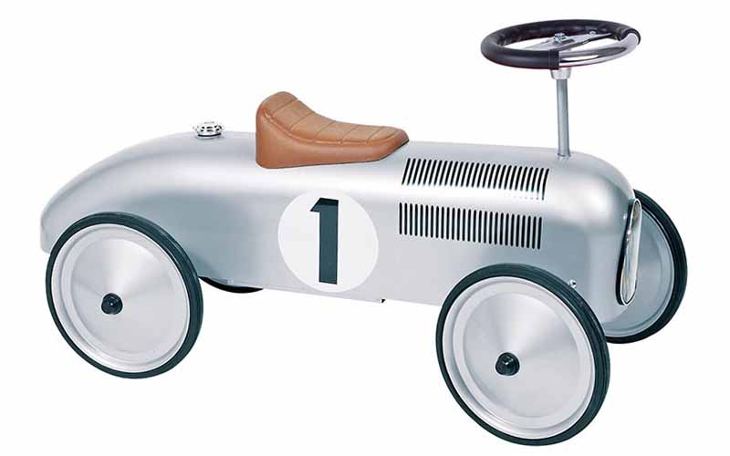 Rutschauto von Goki in Silber | Retro Rutschautos für Kinder