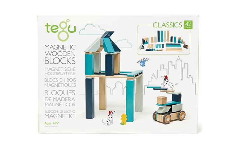 Tegu Magnetbausteine 42 blaue Holzbausteine