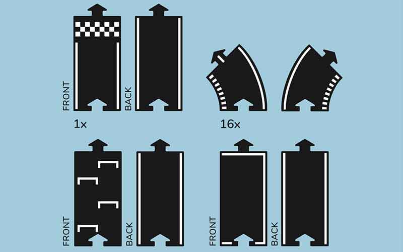 Waytoplay 24 Teile Grandprix Spielstrasse mit 24 Rennbahn Elementen